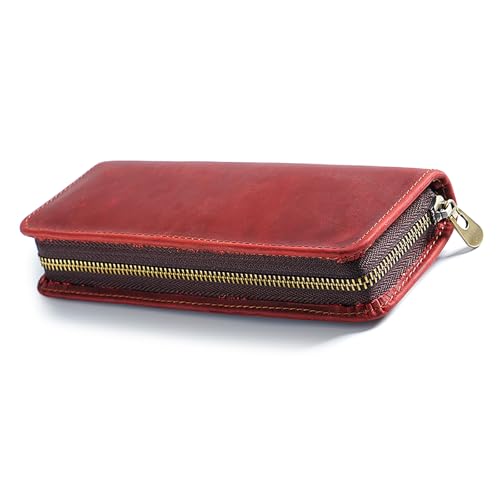 Guaber Lederstiftkoffer Brunnenhalter Reißverschluss Lederbeutel Elastizität Slots Halten 5-11 Bleistift Für Frauen Männer Business Professional Pen Case von Guaber