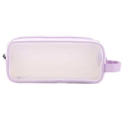 Guaber Multifunktionales Federmäppchen, großes Fassungsvermögen, transparentes Stifteetui für Studentenprüfungen, Kosmetik, Reise-Toilettenartikel für Erwachsene, Bleistiftbehälter, violett von Guaber