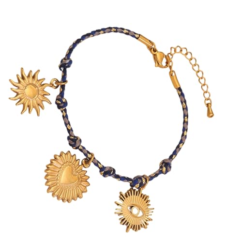 Guaber Stilvolle geflochtene Kordel Sonne Mond Stern Anhänger stabiler Edelstahl Schmuck Accessoire für Frauen Stern Mond Charm Halskette, Einheitsgröße, Wie beschrieben Guaber Stilvolle geflochtene Kordel Sonne Mond Stern Anhänger stabiler Edelstahl Schmuck Accessoire für Frauen Stern Mond Charm Halskette, Einheitsgröße, Wie beschrieben von Guaber