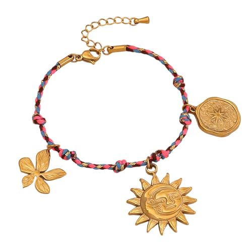 Guaber Stilvolle geflochtene Kordel Sonne Mond Stern Anhänger stabiler Edelstahl Schmuck Accessoire für Frauen Stern Mond Charm Halskette, Einheitsgröße, Wie beschrieben Guaber Stilvolle geflochtene Kordel Sonne Mond Stern Anhänger stabiler Edelstahl Schmuck Accessoire für Frauen Stern Mond Charm Halskette, Einheitsgröße, Wie beschrieben von Guaber