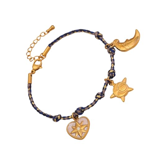 Guaber Stilvolle geflochtene Kordel Sonne Mond Stern Anhänger stabiler Edelstahl Schmuck Accessoire für Frauen Stern Mond Charm Halskette, Einheitsgröße, Wie beschrieben Guaber Stilvolle geflochtene Kordel Sonne Mond Stern Anhänger stabiler Edelstahl Schmuck Accessoire für Frauen Stern Mond Charm Halskette, Einheitsgröße, Wie beschrieben von Guaber