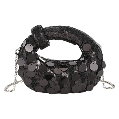 Guaber Stilvolle glitzernde Abendtasche mit praktischem Futter und verstellbarem Kettenriemen, Schultertasche, Handtasche für Partys, kompakter Handy-Kosmetik-Organizer, Schwarz , One Size von Guaber