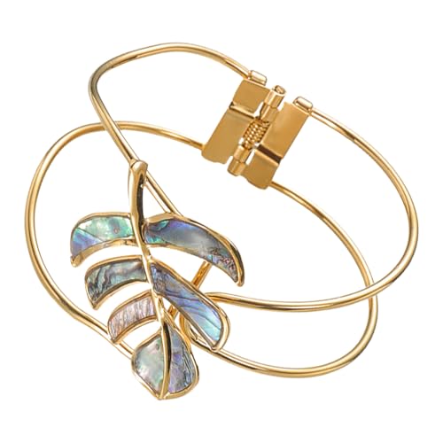 Guaber Stylish Openwork Leaf Clasp Armband Breites Band Hollow Für Trendige Damen Einzigartige Schmuck Frauenzubehör Einzigartiges Kreatives Armband von Guaber