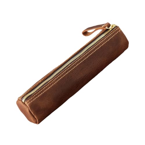 Guaber Tragbare Lederstiftbeutel Leichte Brunnen Stiftkoffer Reißverschluss Brunnen Stiftschutz Für Schulbüro Reise Lederbeutel von Guaber
