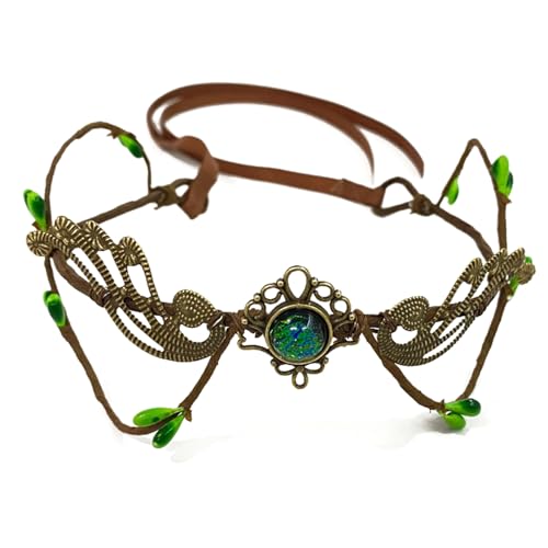 Guaber Verzauberte Woodlands Fairylike Circlet Handcraft Leaf Designs Strasssteine ​​Kopfstück Für Themenpartys Rollenspiele Event Handgefertigt von Guaber