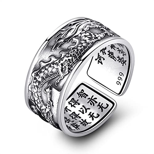 Guaber Vintage Amulett Buddhist Chinesische Brief Eröffnung Ringe Männer & Frauen Schmuck Buddhistische Herz Sutra Open Finger Für Frauen von Guaber