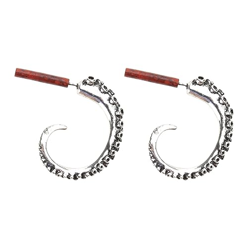 Kreative Tintenfisch Schwanz Hölzer Ohrringe Exquisit Retro Silber Plattiert Oktopus Tentakel All Match Für Street Shoo Silber Set Hoop von Guaber