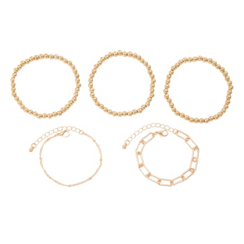 Packung Mit 5 Metallkettenarmbändern Für Tägliche Verschleiß Und Besondere Anlässe Silber Gold Verstellbares Kettenglied Armbandhain Hochzeit Geschenk Perlen Schmuck Set von Guaber