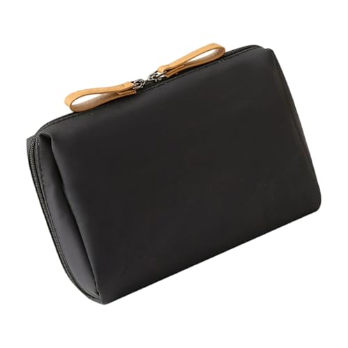 Reisefreundliche Kosmetiktasche mit mehreren Fächern, wasserdichtes Nylon-Material, tragbarer Make-up-Organizer, tragbare Make-up-Tasche, Hellschwarz, Einheitsgröße von Guaber