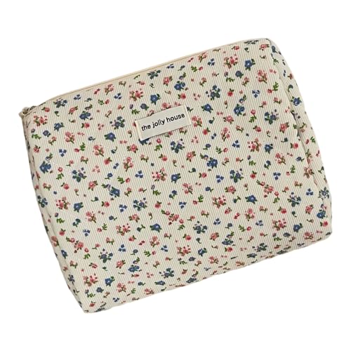 Soft Cord Cord Cosmetic Case Country Floraldruck Geräumiger Make Up Tasche Reisen Toilettenorganisatoren Für Frauen Und Mädchen Polyester Blumen Toilettentacktasche von Guaber