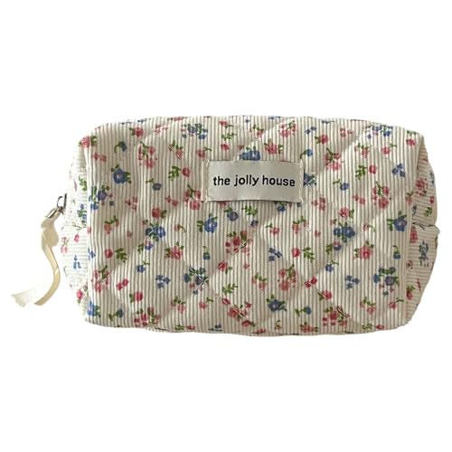 Soft Cord Cord Cosmetic Case Country Floraldruck Geräumiger Make Up Tasche Reisen Toilettenorganisatoren Für Frauen Und Mädchen Polyester Blumen Toilettentacktasche von Guaber