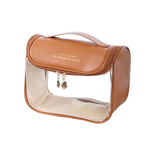 Tragbarer Reise-Kulturbeutel mit Reißverschluss, wasserdicht, staubdicht, Organizer für Make-up, Kosmetik, Lippenstift, Organisation, Kulturbeutel mit Reißverschluss, braun, Einheitsgröße von Guaber