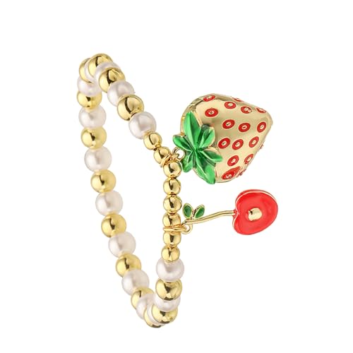 Trendy Obstarmband Charm Elastic Armband Kupferstruktur Für Modeliebhaber Geeignet Für Verschiedene Gelegenheiten Fruchtperlen von Guaber