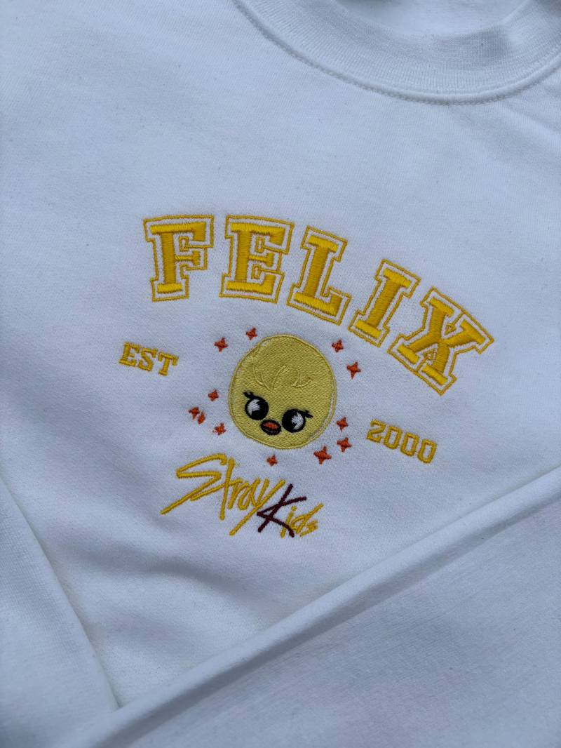 Stray Kids Pullover Felix Einzigartige Vintage Stickerei T-Shirt Sweater Hoodie Personalisiert | Geschenk Partner Bestickt von GuachStickerei