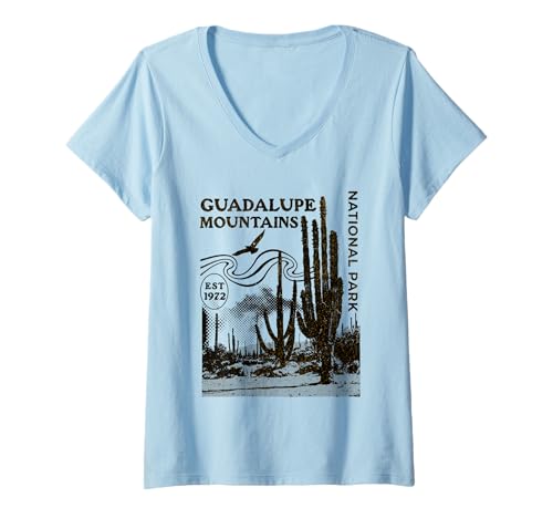 Damen Nationalpark Guadalupe Mountains T-Shirt mit V-Ausschnitt Damen Nationalpark Guadalupe Mountains T-Shirt mit V-Ausschnitt von Guadalupe Mountains National Park Texas USA Retro