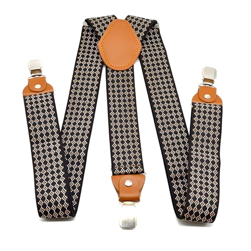 Guador Hosenträger Herren, Hosenträger Y Style Hosenträger Für Herren Breit 3,5 Cm Extra Stark Einstellbar Breit Einheitsgröße Hosenträger (Gelb (Gelbes Leder)) von Guador