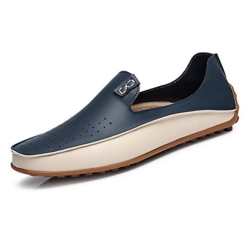 Guajave Herren Fahren Mokassins Freizeit Boot Schuhe Lederschuhe Hell Slipper - Blau mit Loch, 45 von Guajave