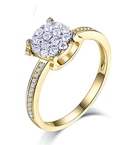 Diamant Ringe |Goldring Für Damen | Goldener Ring Damen | Klassischer Stil Diamant aus 18 Karat Gelbgold Ring Damen 54 (17.2) von Gualiy