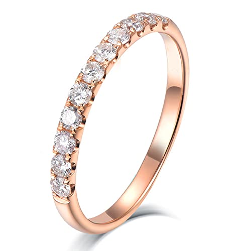 Diamantringe Gold |Damenring Diamant Steinen | Hochzeit Ring Gold | Bohrreihe Diamant aus 14 Karat Roségold Damen Ringe 65 (20.7) von Gualiy