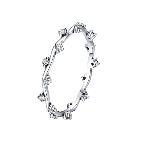 Gualiy 14 Karat 585 Gold Ring, Weißgold Partnerringe Verlobungsringe mit Rund Form Weiß Zirkonia Damen Ring Größe 52 von Gualiy