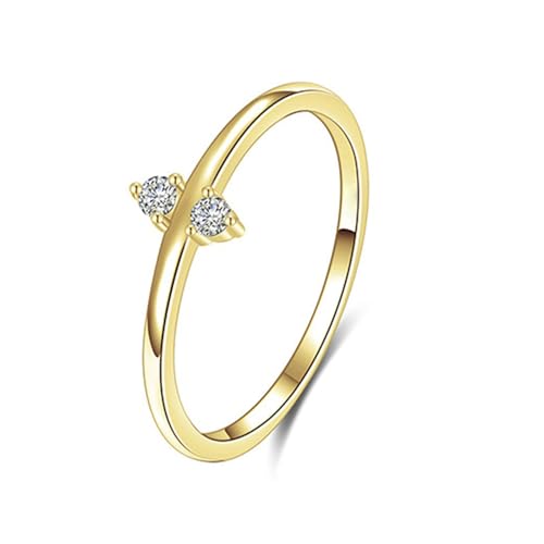 Gualiy 14 Karat Gold Schmuck Damen Ring, Gelbgold Hochzeit Damen Ringe mit Rund Form Diamant Ringe Größe 60 von Gualiy