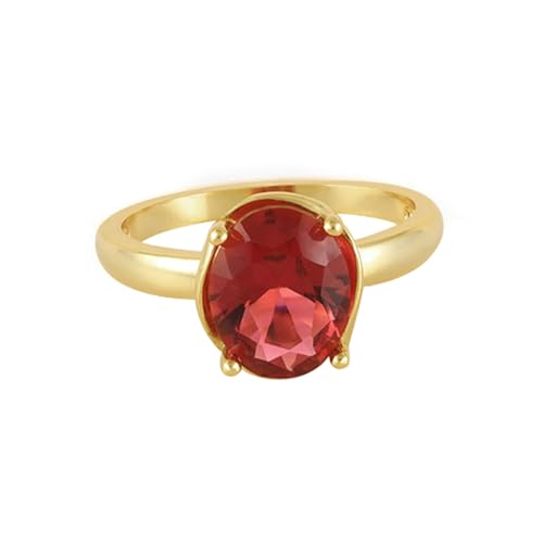 Gualiy 14 Karat Gold Schmuck Damen Ring, Gelbgold Hochzeit Ringe Damen mit Oval Form Labor Erstellter Rubin Ringe Größe 54 von Gualiy