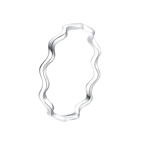 Gualiy 14 Karat Gold Schmuck Ring, Weißgold Hochzeit Ring Damen Welle Form Ring Größe 57 von Gualiy