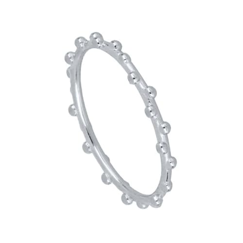 Gualiy 14 Karat Gold Schmuck Ring, Weißgold Hochzeit Ringe Damen Rund Dots Stapelbar Ringe Größe 54 von Gualiy