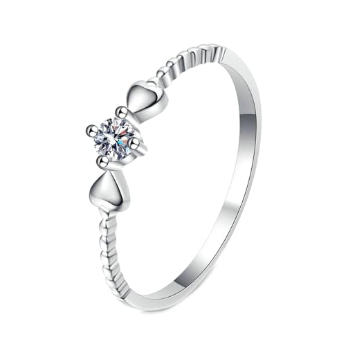 Gualiy 18 Karat Gold Damen, Weissgold Trauringe Eheringe Herz Form mit Labor Diamant 0.1ct Ring Größe 60 von Gualiy