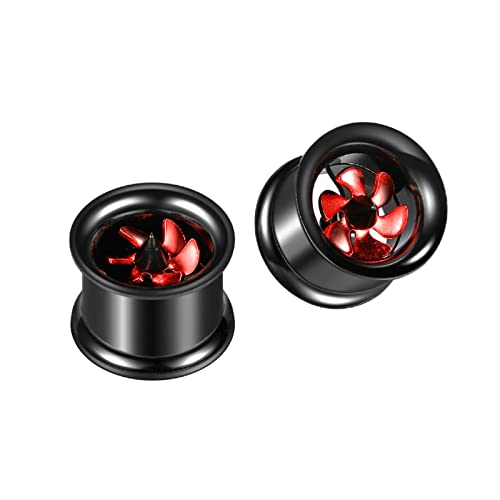 Gualiy 2 STK Tunnel Edelstahl 16mm, Ohrringe Plugs Männer mit Rot Windmühle Tunnel Ohr Set von Gualiy