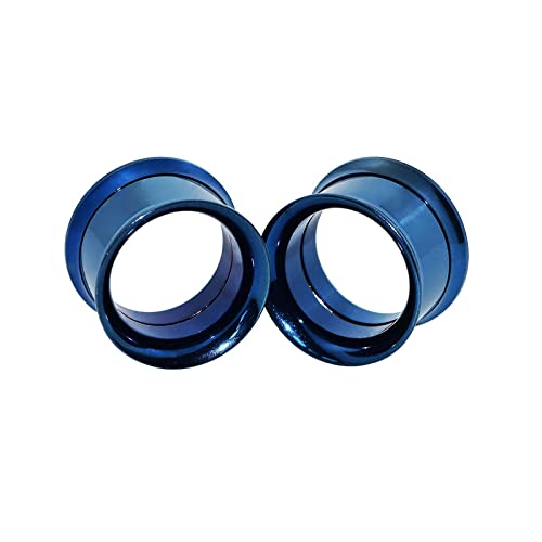 Gualiy 2 Stk Tunnel Plug Edelstahl, Ear Plug Tunnel Blau Reifen Ohr Plug Herren von Gualiy