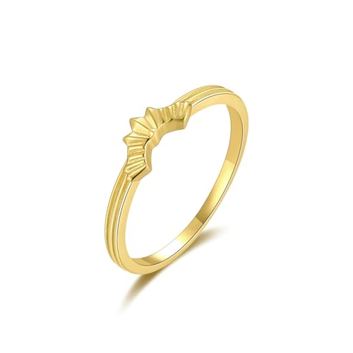 Gualiy 375 Gold Ring Damen, 9 Karat Gelbgold Eheringe Partnerringe Trauringe Crown Form Ring Größe 52 von Gualiy