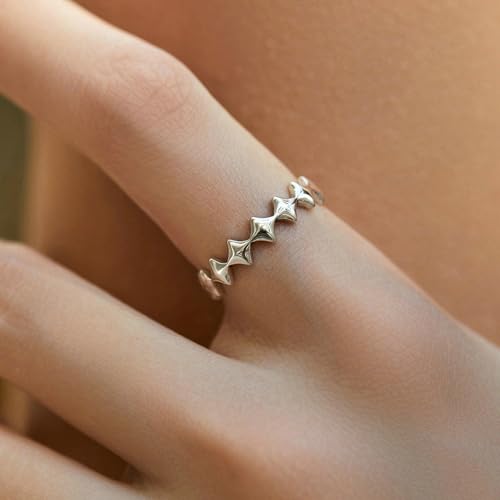 Gualiy 375 Gold Ring Damen, 9 Karat Weißgold Eheringe Partnerringe Trauringe Stern Form Ringe Größe 57 von Gualiy