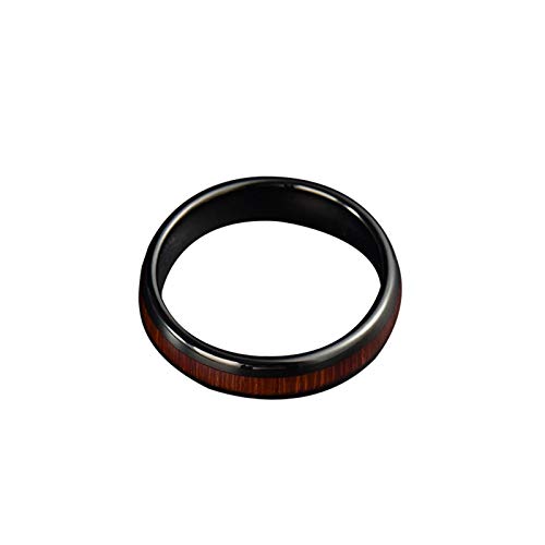 Gualiy 8MM Titan Stahl Herrenrings Holz eingelegt Versprechen Verlobungsringe Herren Bandring Fingerring für Valentinstag Weihnachten Geburtstag Schwarz Braun Größe 70 (22.3) von Gualiy