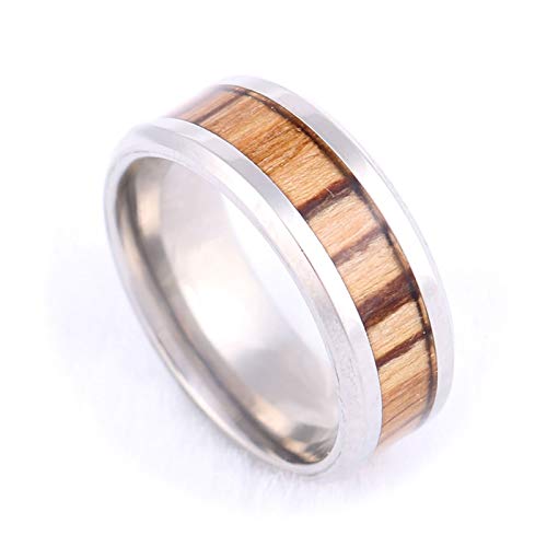 Gualiy 8MM Wolframkarbidring für Herren Holz eingelegt Versprechen Ehering Wolfram Silber Braun Bandring Fingerring für Valentinstag Weihnachten Geburtstag Größe 65 (20.7) von Gualiy