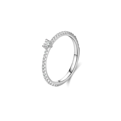 Gualiy 9 Karat Damen Gold Ring, Weißgold Eheringe Verlobungsringe mit Herz Moissanit Ring Größe 60 von Gualiy