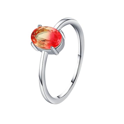 Gualiy 9 Karat Damen Ring, Weißgold Damenring Verlobungsring mit Oval Labor Erstellter Rubin Solitär Ring Größe 60 von Gualiy