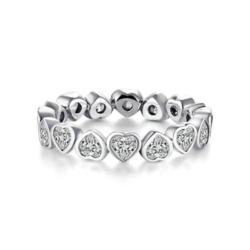 Gualiy 9 Karat Gold Schmuck Damen Ring, Weißgold Hochzeit Damen Ringe mit Herz Form Moissanit Ringe Größe 54 von Gualiy
