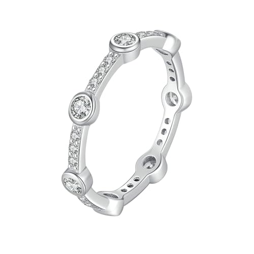 Gualiy 9 Karat Gold Schmuck Damen Ring, Weißgold Ringe Hochzeit Damen Rund Form Moissanit 3x3mm Ringe Größe 60 von Gualiy