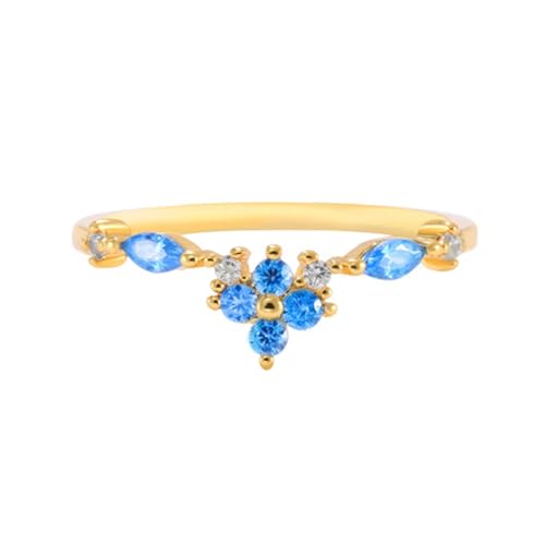 Gualiy 9 Karat Gold Schmuck Ring, Gelbgold Ringe Hochzeit Damen mit Rund Form Topas und Moissanit Ringe Größe 60 von Gualiy