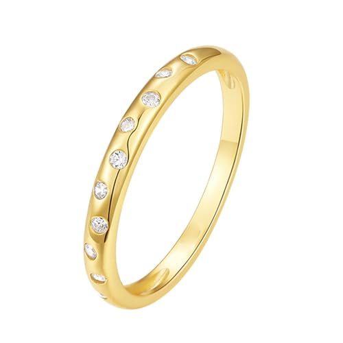 Gualiy 9 Karat Gold Schmuck Ring, Gelbgold Ringe Hochzeit Inlaid mit Rund Moissanit Damen Ringe Größe 60 von Gualiy