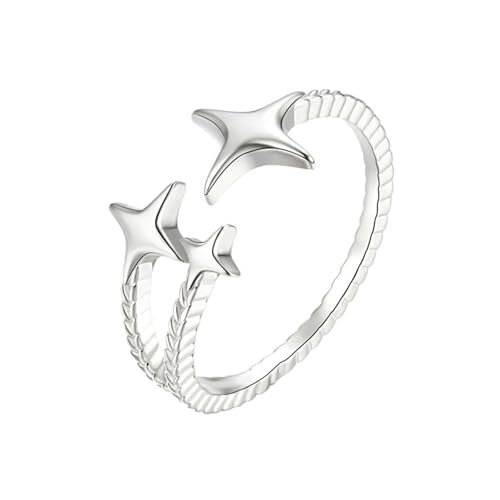 Gualiy 9 Karat Gold Schmuck Ring, Weißgold Damenring Verlobungsring Stern Einstellbar Ringe Größe 54 von Gualiy