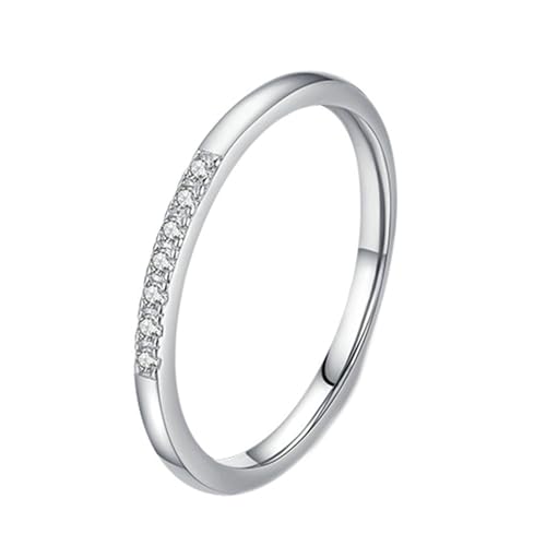 Gualiy 9 Karat Gold Schmuck Ring, Weißgold Eheringe Freundschaftsringe Rund Form Moissanit Stapelbar Damenring Größe 52 von Gualiy