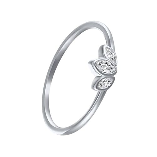 Gualiy 9 Karat Gold Schmuck Ring, Weißgold Hochzeit Ring Damen Blatt mit Moissanit Ring Größe 57 von Gualiy