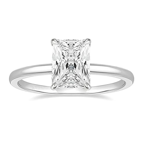 Gualiy 9 Karat Gold Schmuck Ring, Weißgold Hochzeit Ringe Damen Rechteck Form Moissanit Ringe Größe 49 von Gualiy