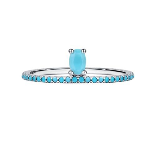 Gualiy 9 Karat Gold Schmuck Ring, Weißgold Hochzeit Ringe Damen mit Oval Form Türkis Ring Größe 52 von Gualiy