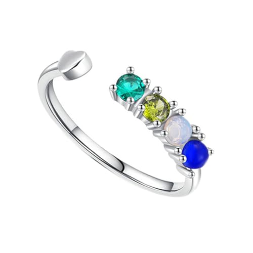 Gualiy 9 Karat Gold Schmuck Ring, Weißgold Hochzeitsringe Partnerringe mit Bunt Zirkonia Öffnen Einstellbar Damen Ring Größe 54 von Gualiy