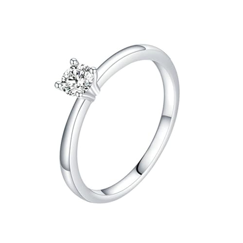 Gualiy 9 Karat Gold Schmuck Ring, Weißgold Trauringe Eheringe mit Rund Form Moissanit 4x4mm Damen Ringe Größe 57 von Gualiy