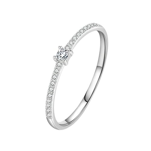 Gualiy 9 Karat Ring Damen, Weißgold Verlobungsringe Frauen Rund Form Moissanit 2x2mm Ringe Größe 60 von Gualiy
