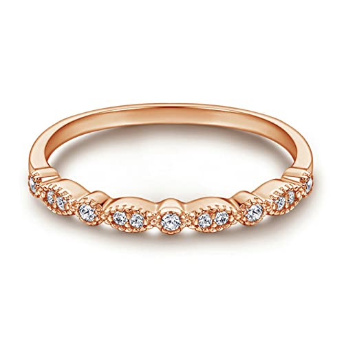 Gualiy 925 Ring Damen, Ring Rosegold 925 Silber 925 Dünnes Band mit Cubic Zirkonia Ring für Frauen, Roségold, Größe 54 (17.2) von Gualiy